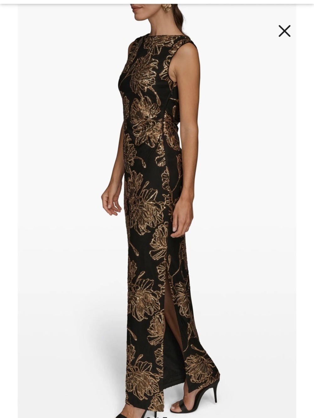 Sequin Floral Sleeveless Gown size 6